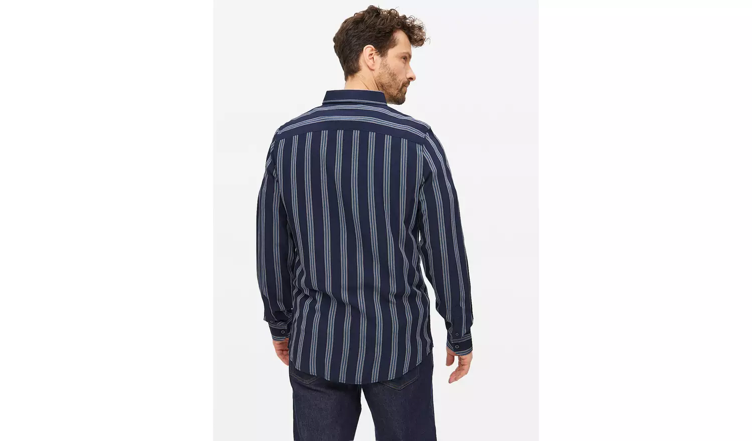 Navy Vertical Stripe Shirt S