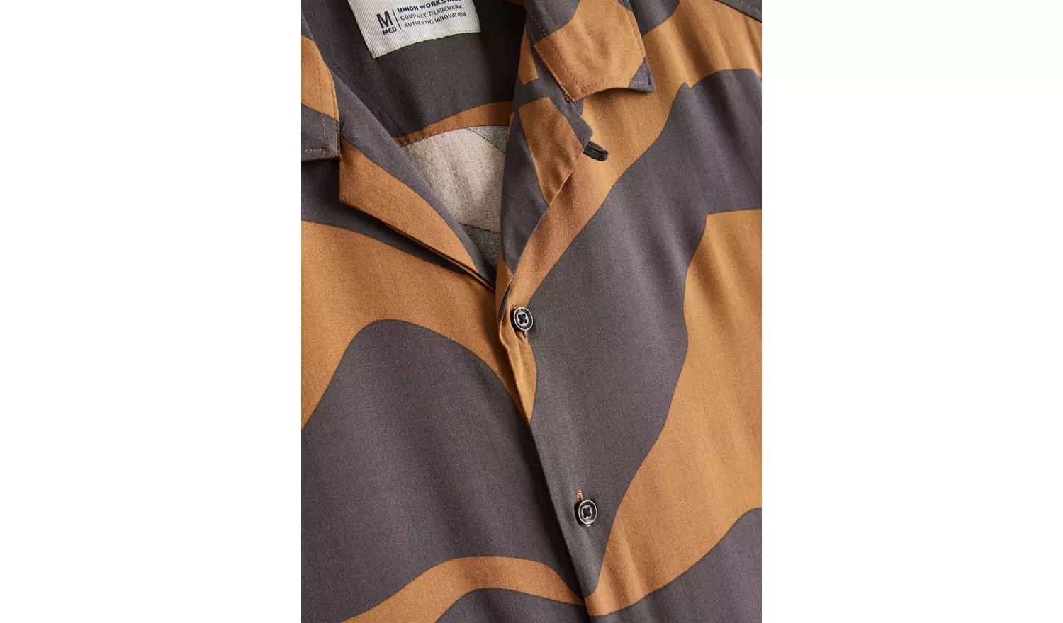 UNION WORKS Brown Abstract Printed Shirt S