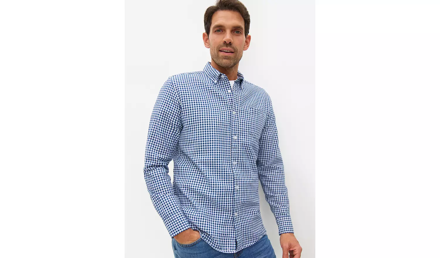Navy Gingham Oxford Shirt XXL