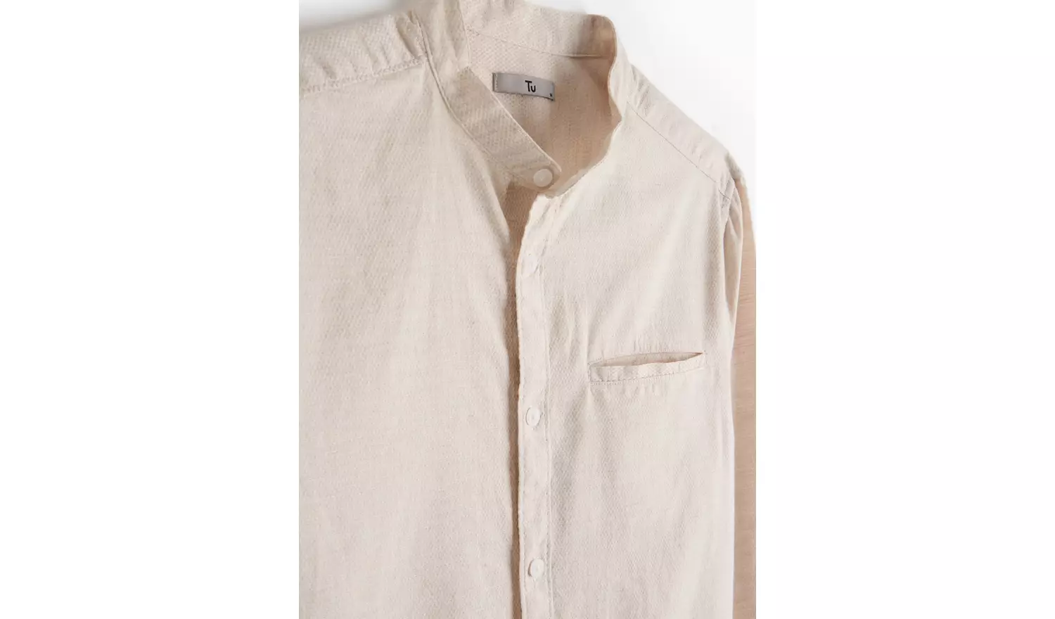 Neutral Textured Grandad Shirt XXXXL