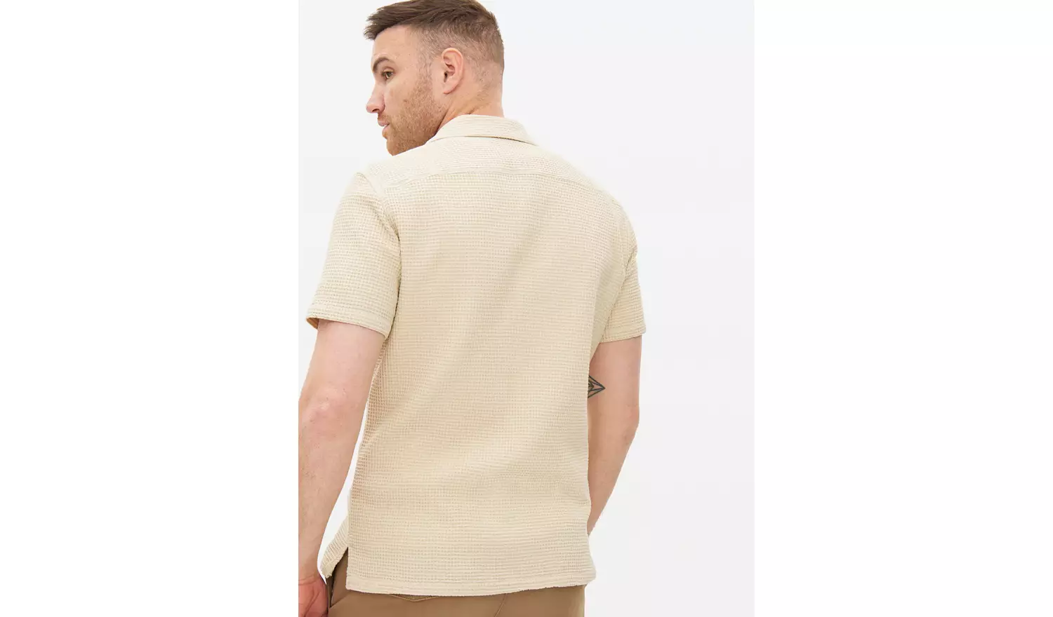 Stone Waffle Textured Shirt XXL