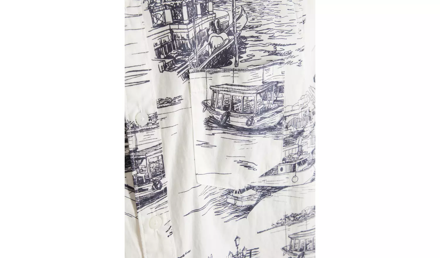 Navy Sketch Scenic Short Sleeve Shirt XXL