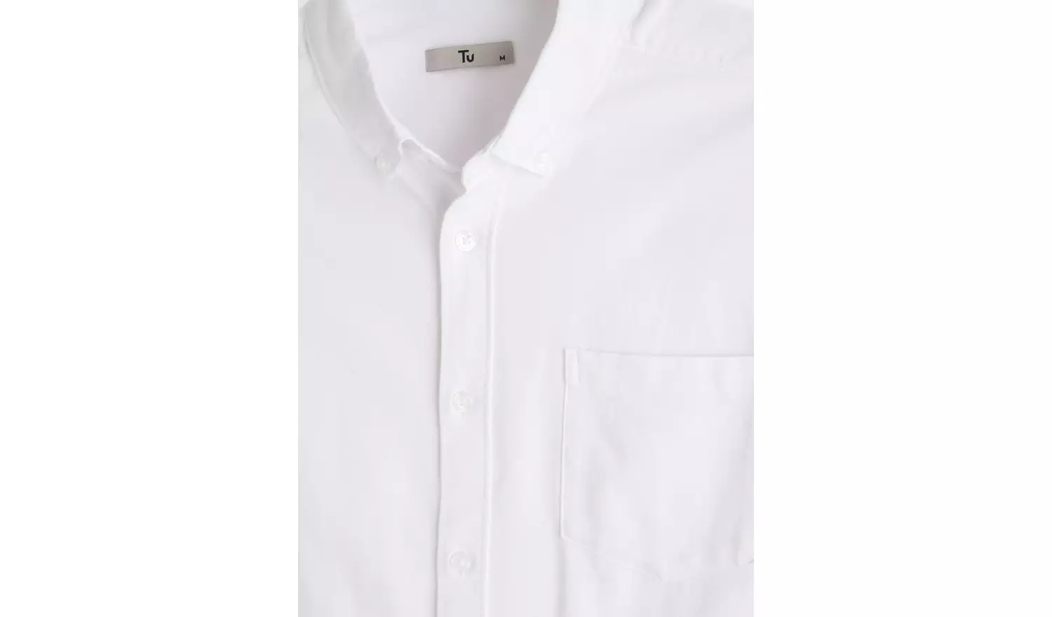 White Short Sleeve Slim Fit Oxford Shirt XXL