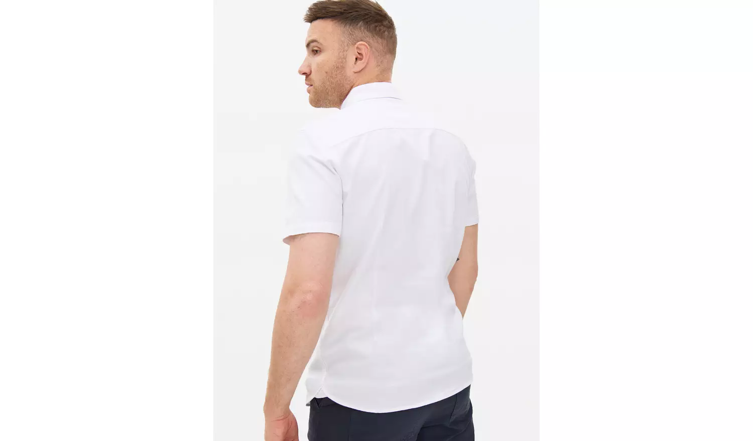 White Short Sleeve Slim Fit Oxford Shirt S