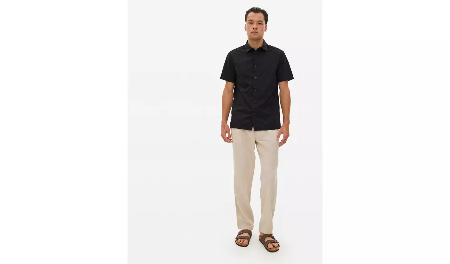 Black Short Sleeve Broderie Shirt S