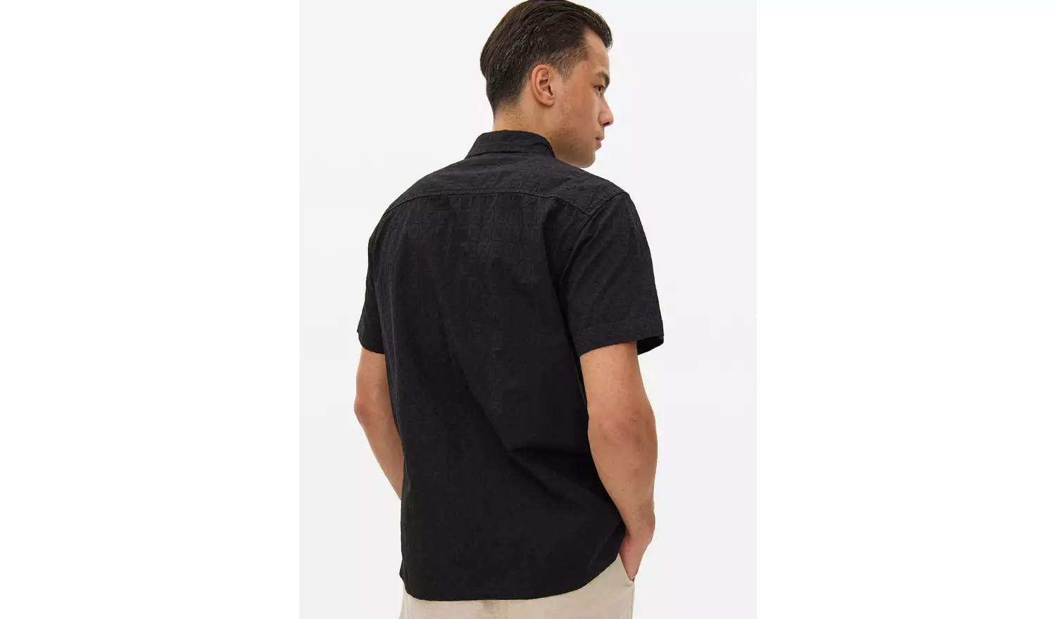 Black Short Sleeve Broderie Shirt S