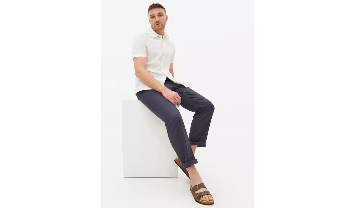 White Short Sleeve Broderie Shirt L