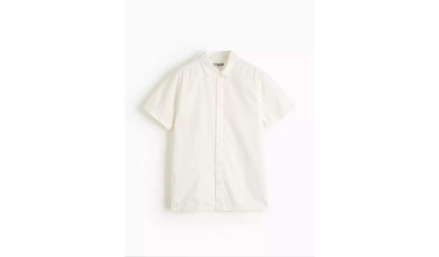 White Short Sleeve Broderie Shirt S