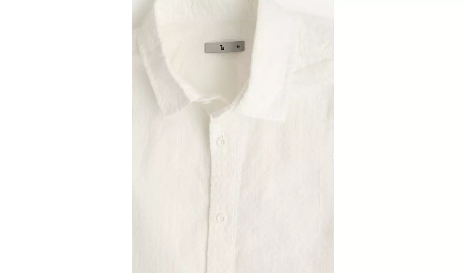White Short Sleeve Broderie Shirt L