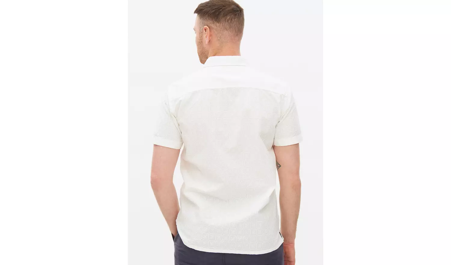 White Short Sleeve Broderie Shirt S