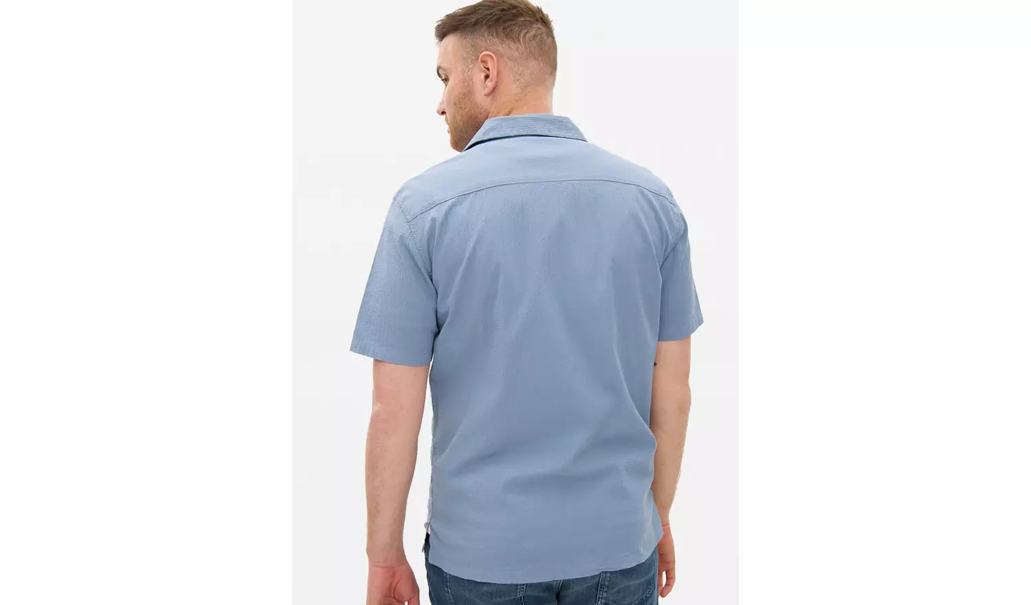 Blue Revere Collar Seersucker Shirt XXL