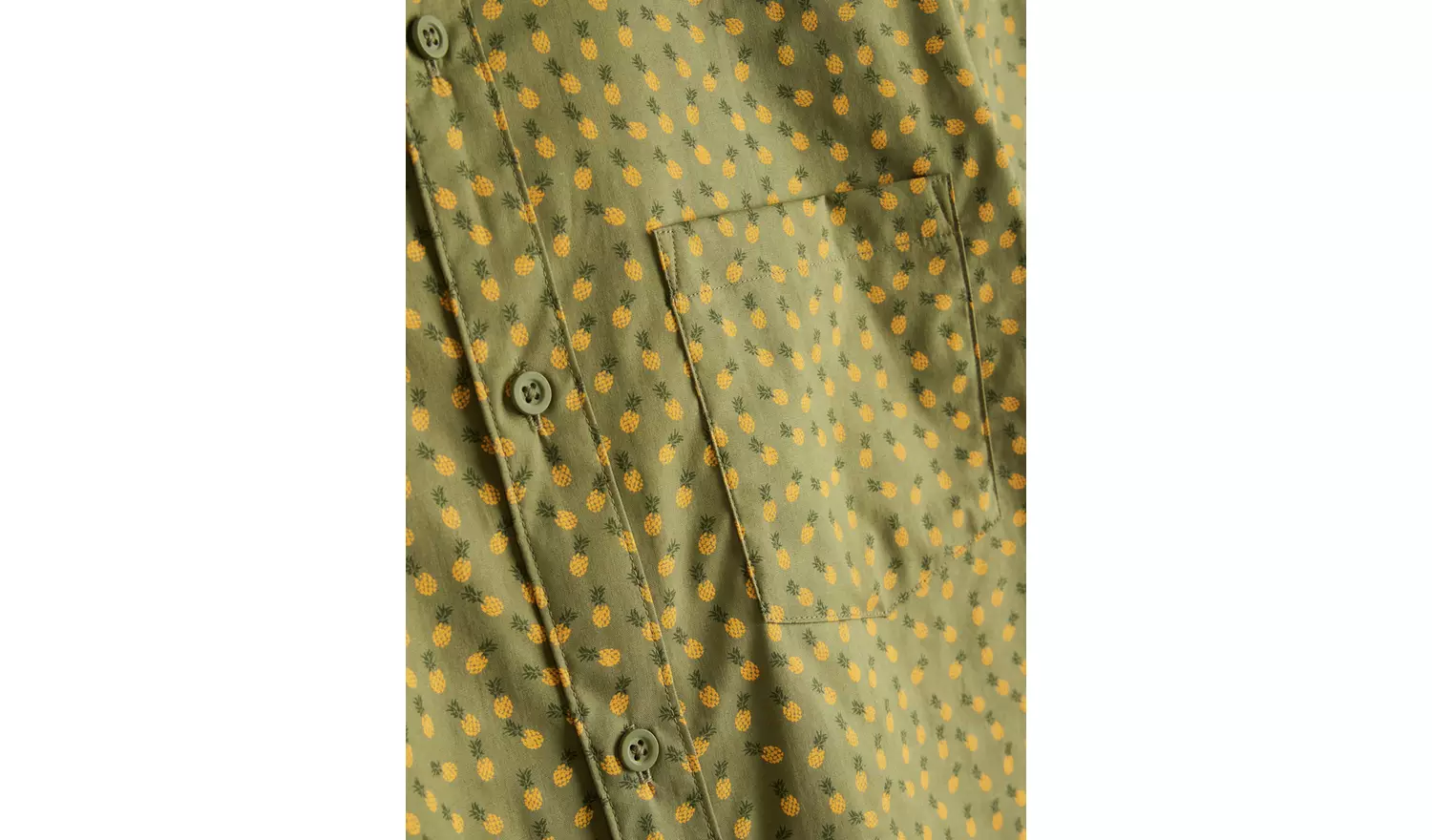 Khaki Pineapple Print Slim Fit Short Sleeve Shirt XXXL