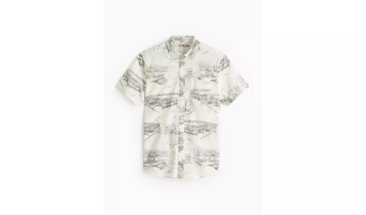 Sketch Scenic Print Slim Fit Short Sleeve Shirt S