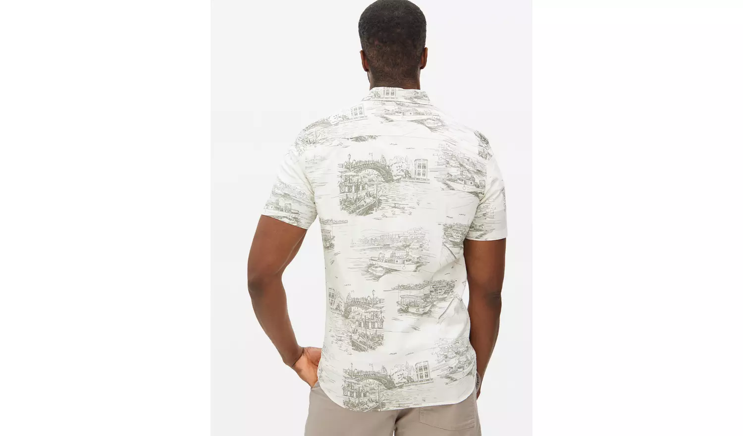 Sketch Scenic Print Slim Fit Short Sleeve Shirt S