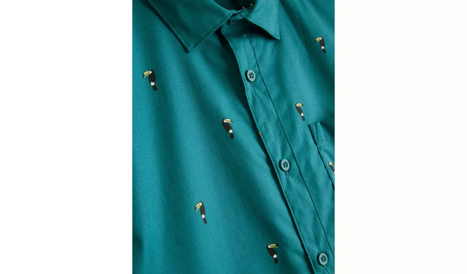 Teal Toucan Printed Slim Fit Shirt L