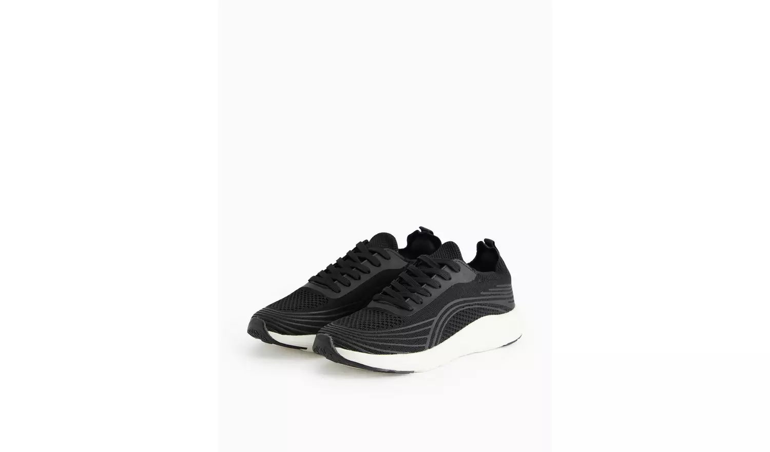 Active Black Knitted Lace-Up Trainers7