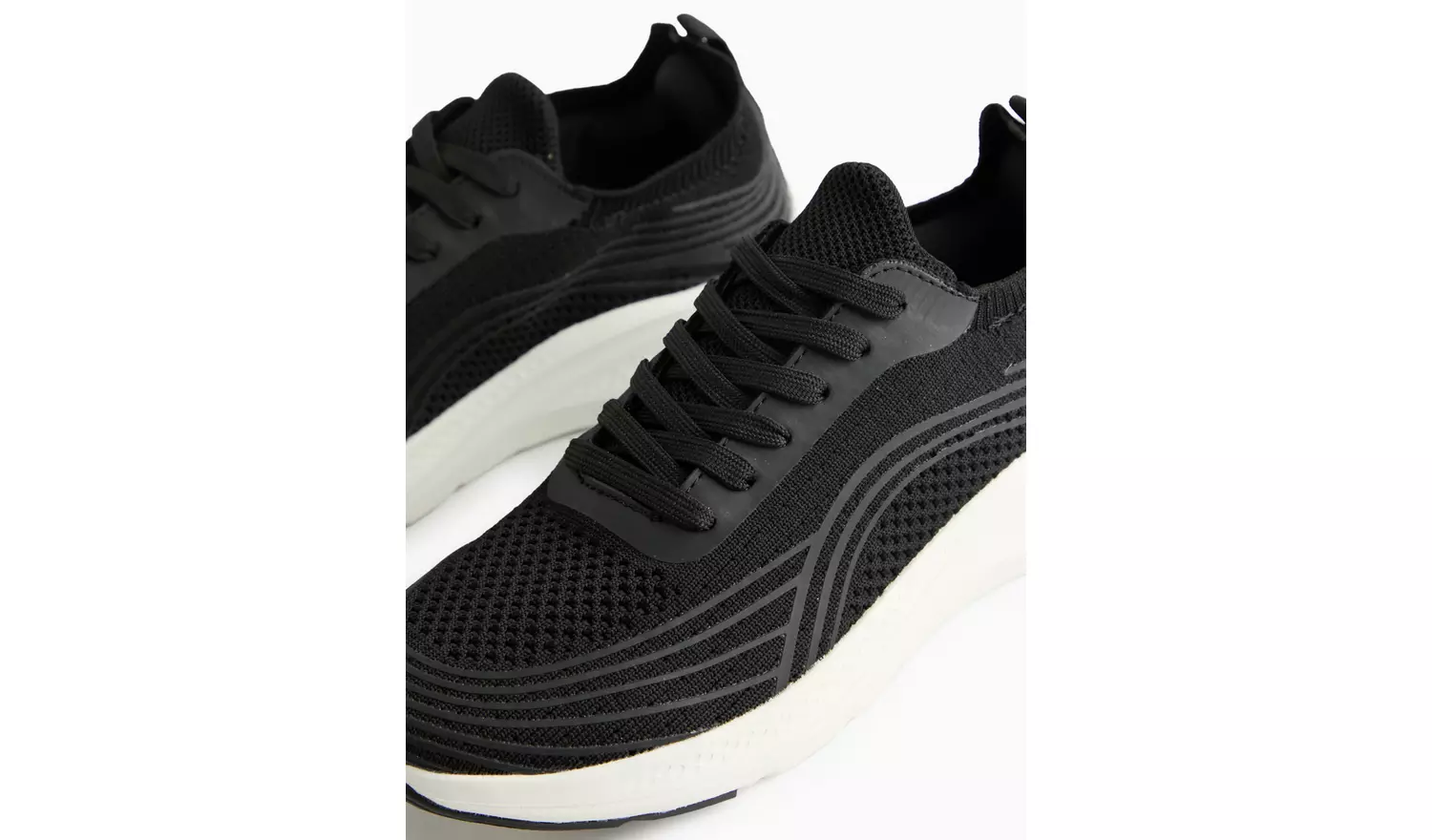 Active Black Knitted Lace-Up Trainers7
