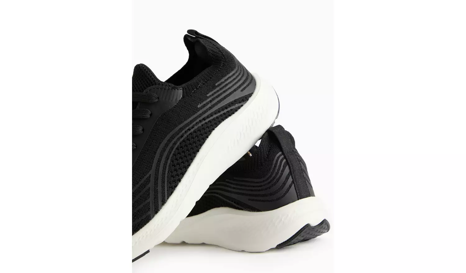 Active Black Knitted Lace-Up Trainers7