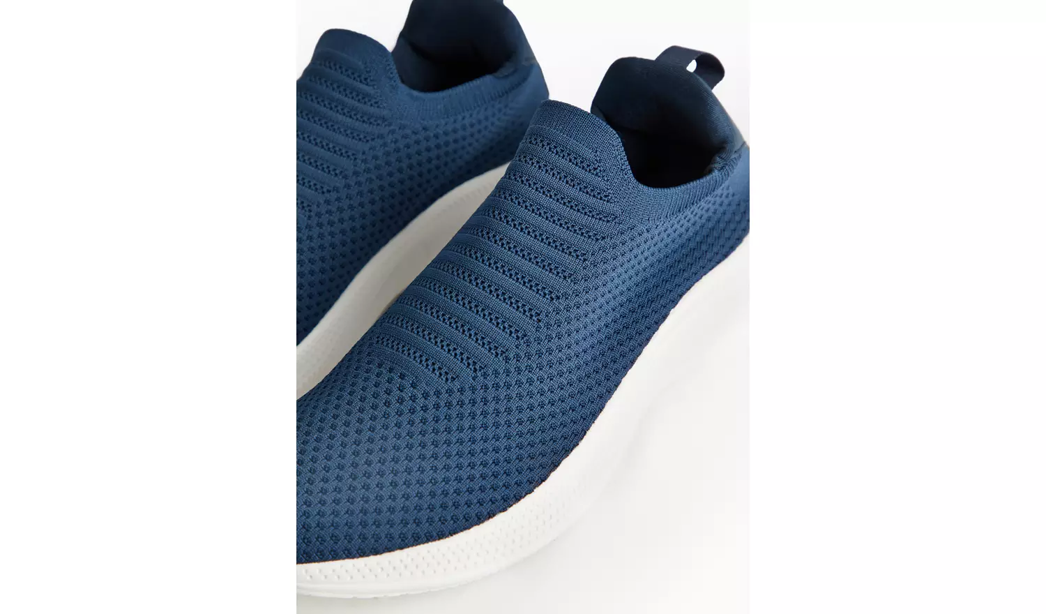 Navy Knitted Slip On Trainers 10