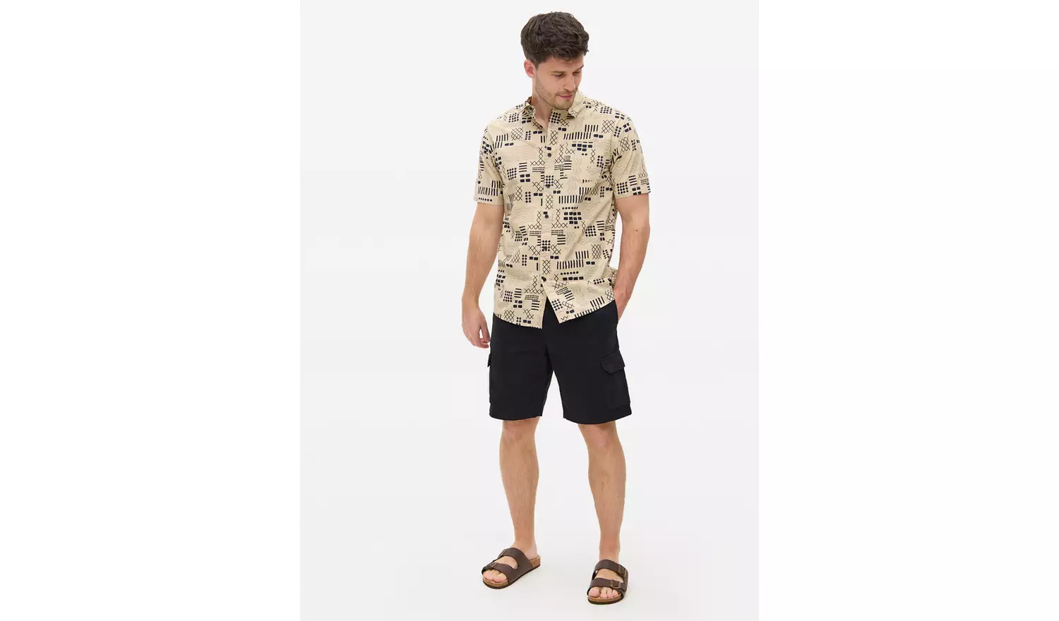 Black Washed Cargo Shorts 34