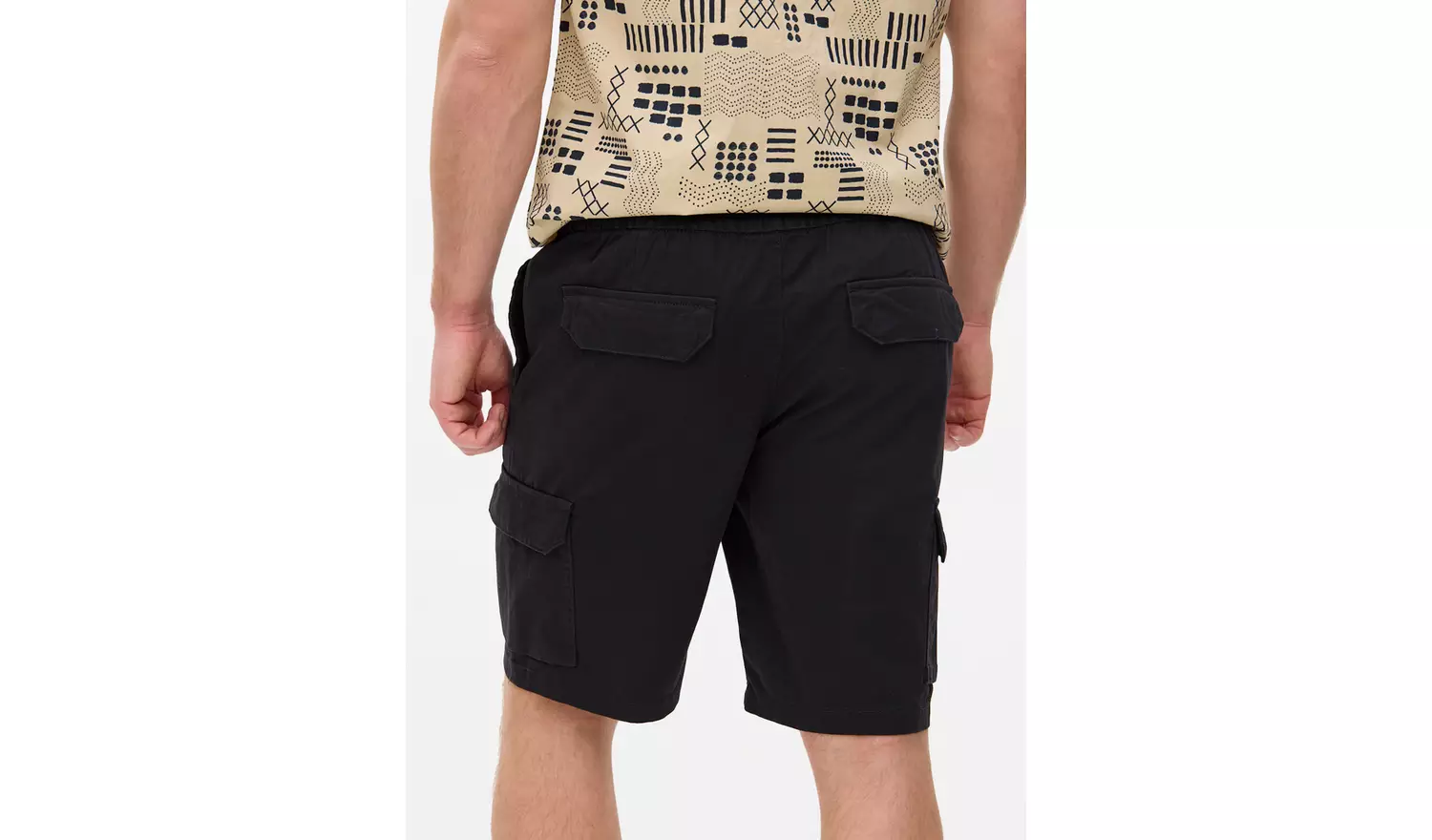 Black Washed Cargo Shorts 44