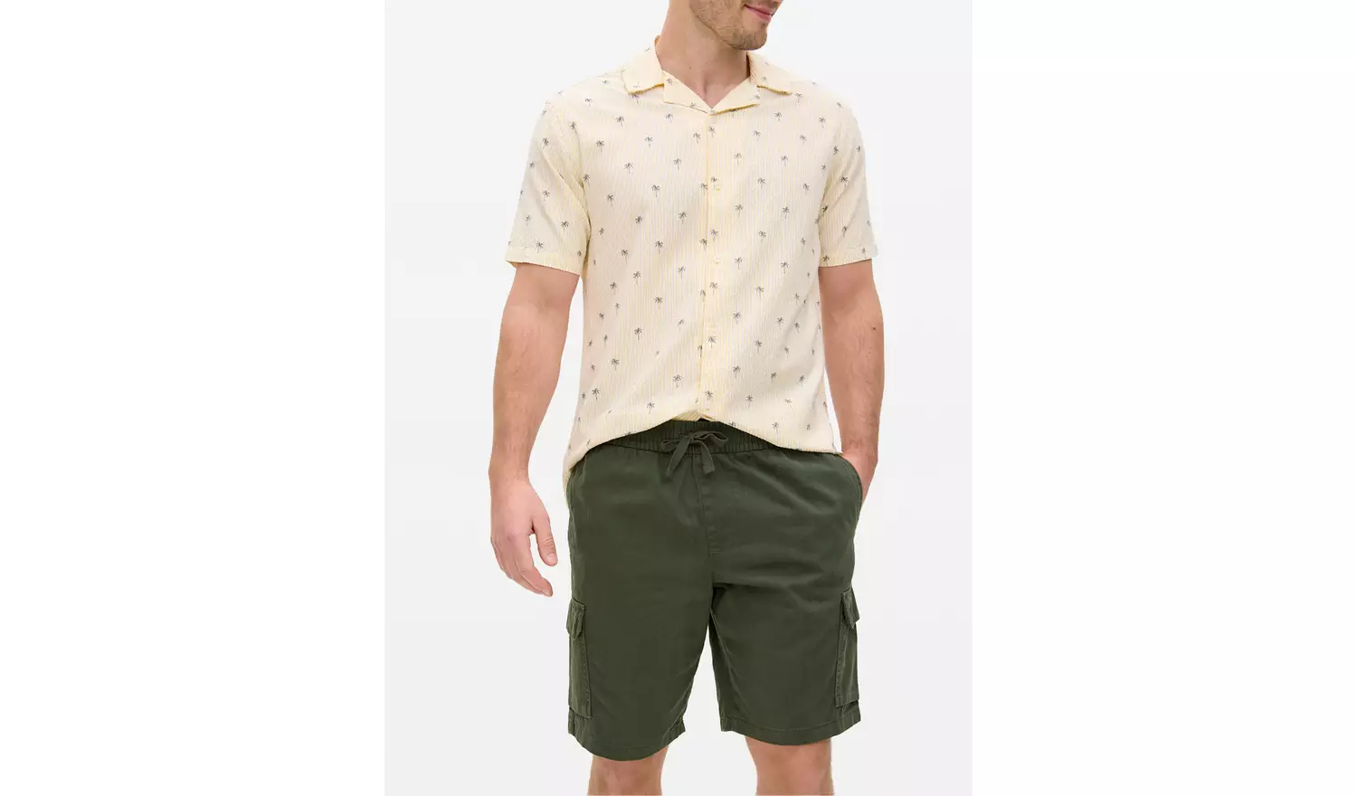 Khaki Washed Cargo Shorts 42