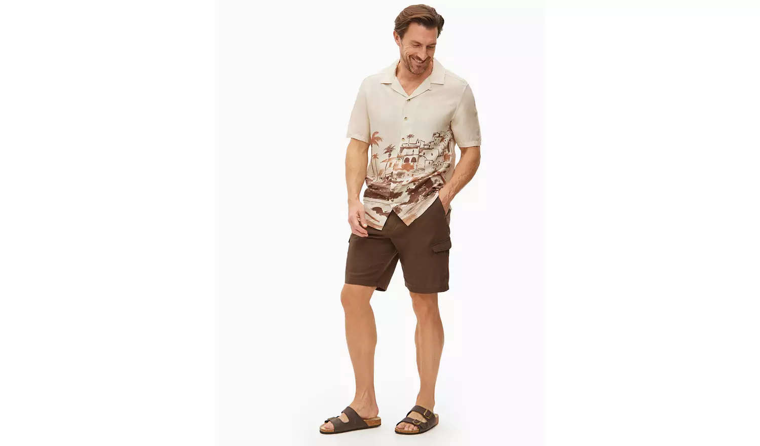 Brown Cargo Linen Shorts 50