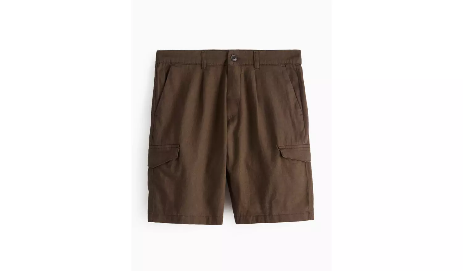 Brown Cargo Linen Shorts 30
