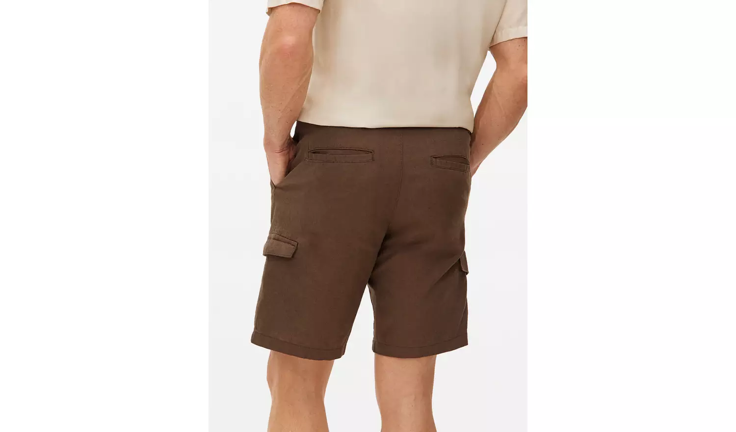 Brown Cargo Linen Shorts 42