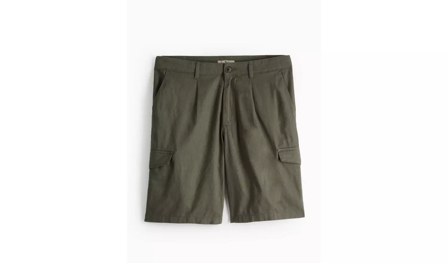 Khaki Cargo Linen Shorts 36