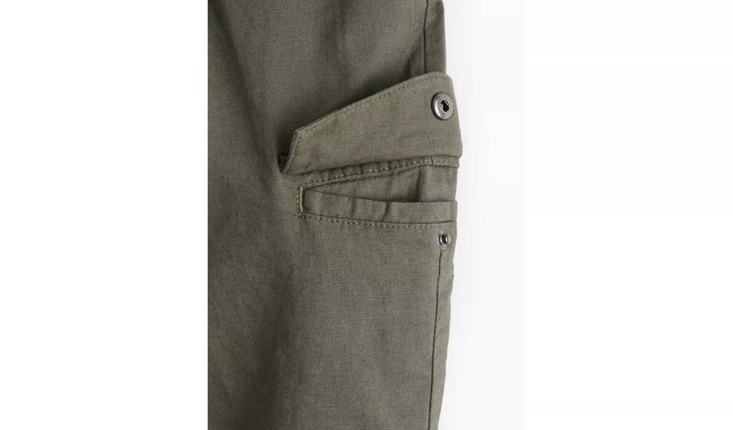 Khaki Cargo Linen Shorts 36