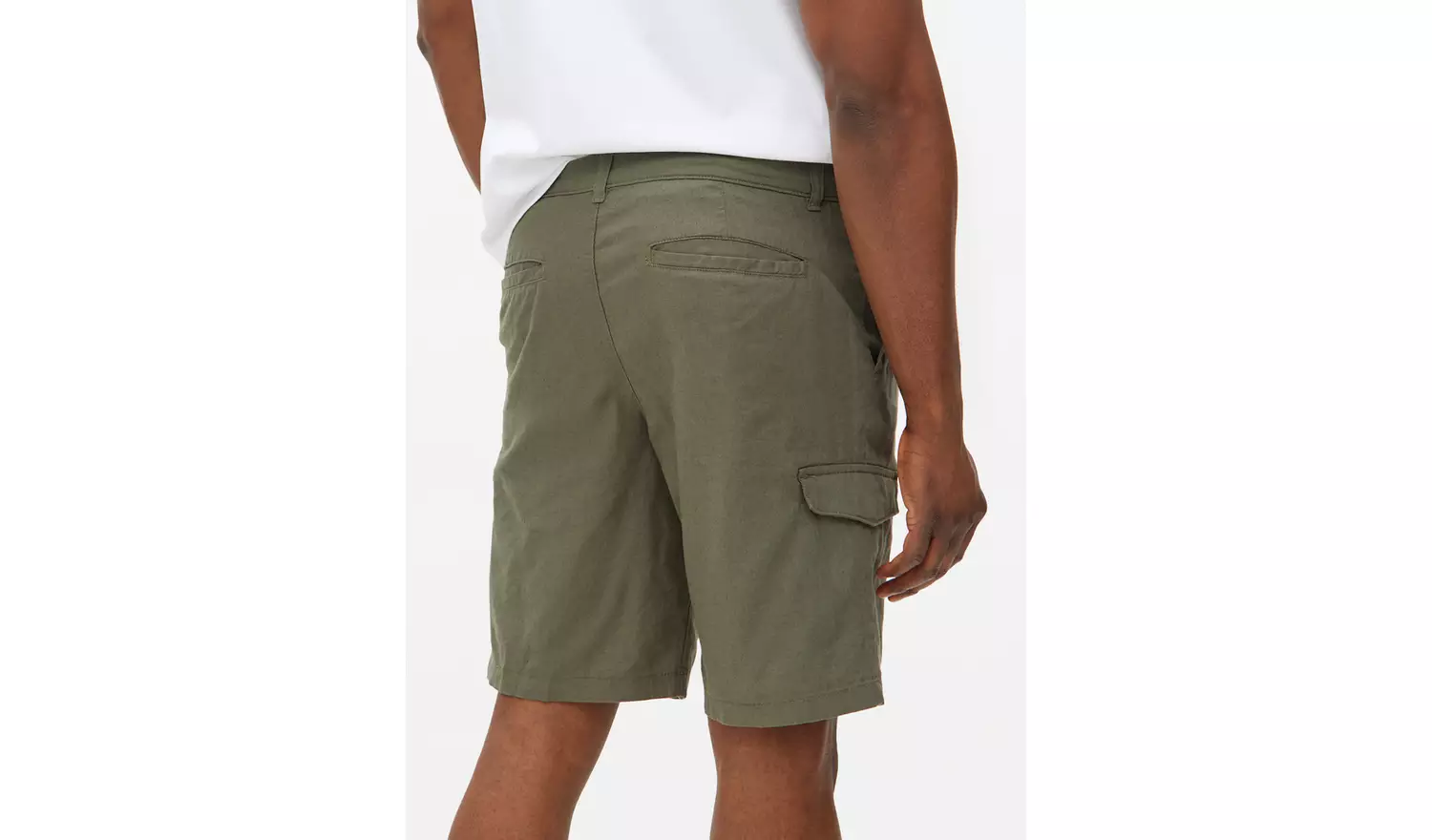 Khaki Cargo Linen Shorts 36