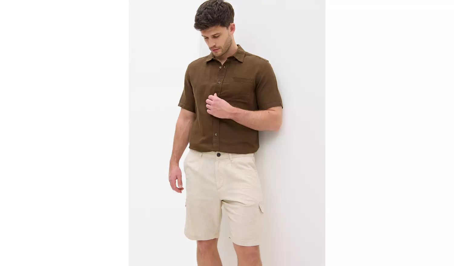 Stone Cargo Linen Shorts 38