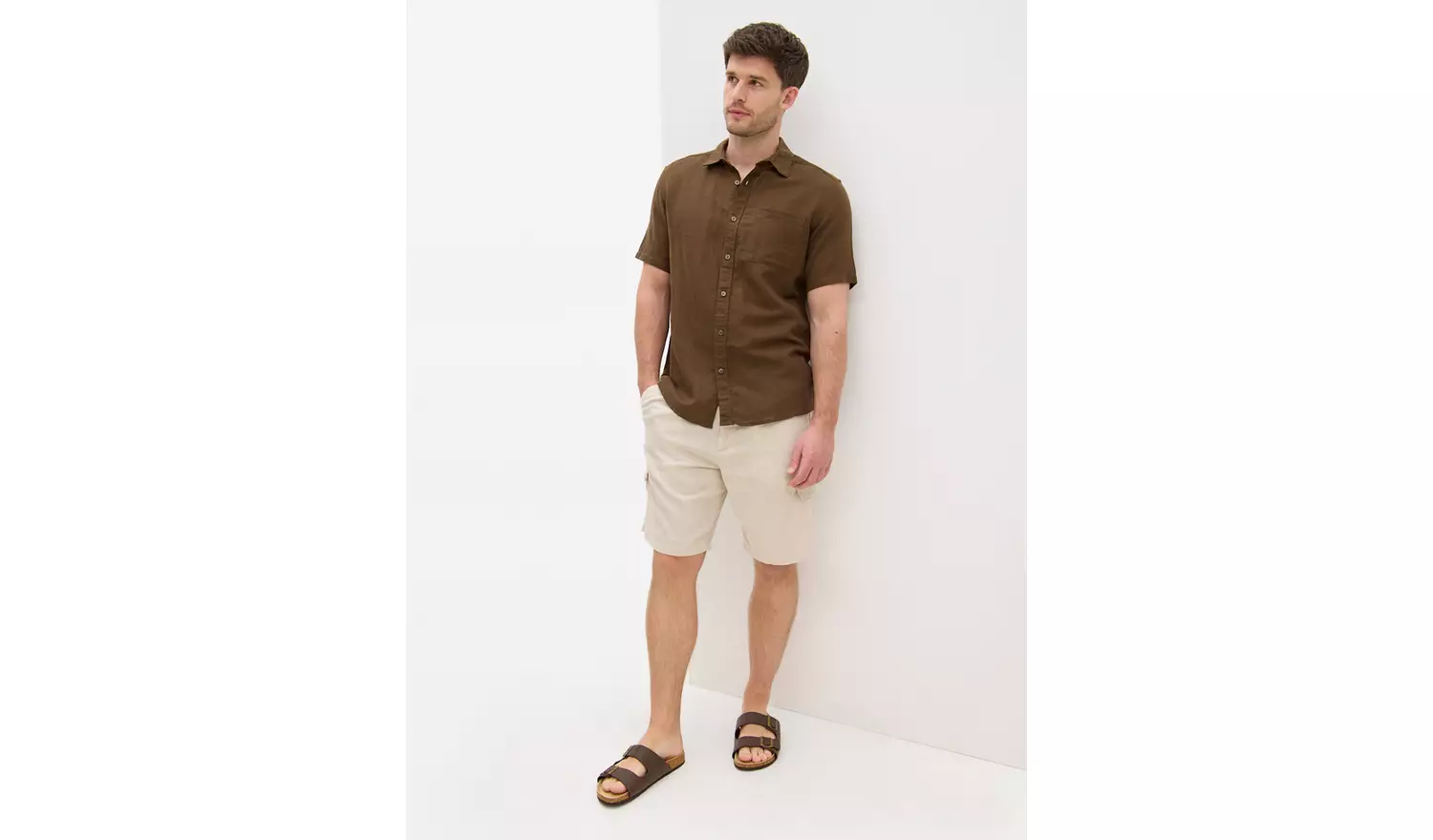 Stone Cargo Linen Shorts 30