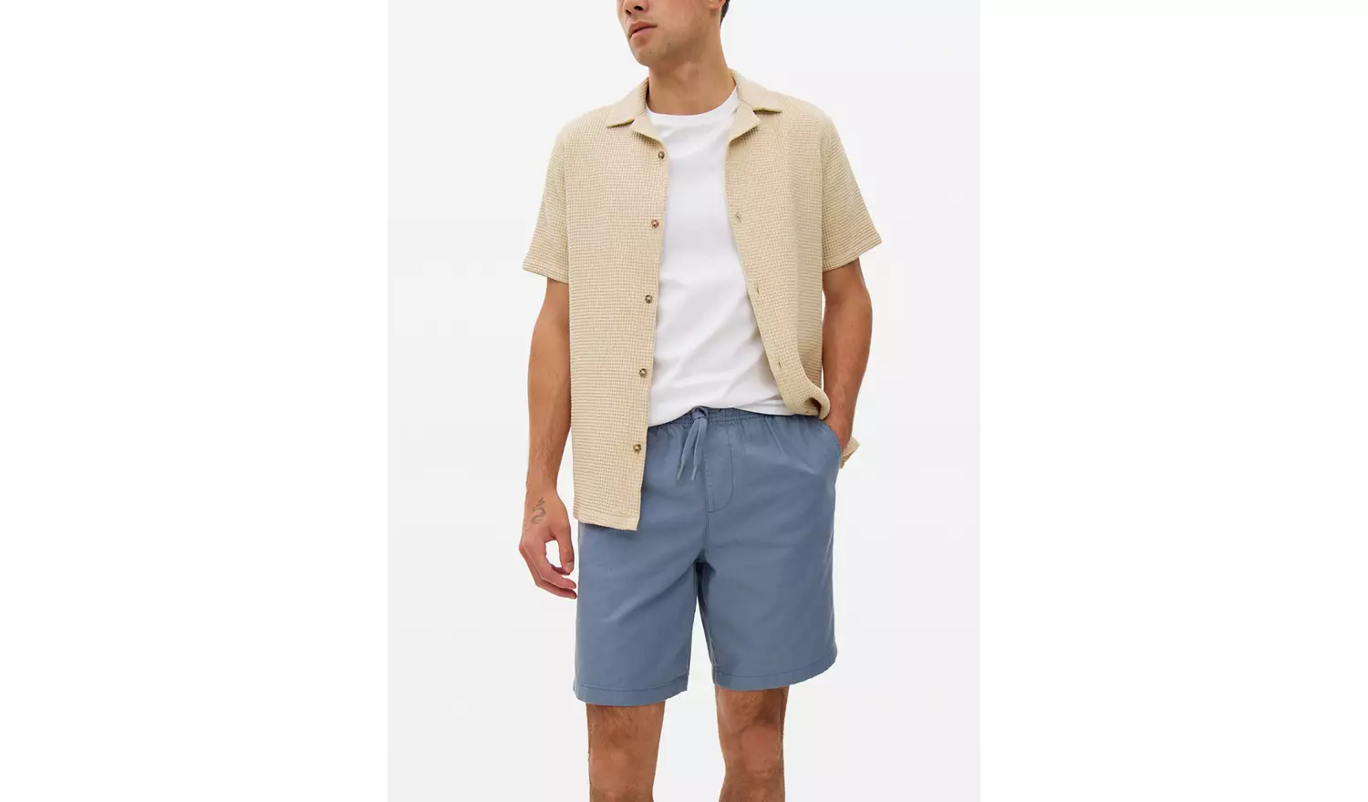 Blue Drawstring Cotton Shorts 36