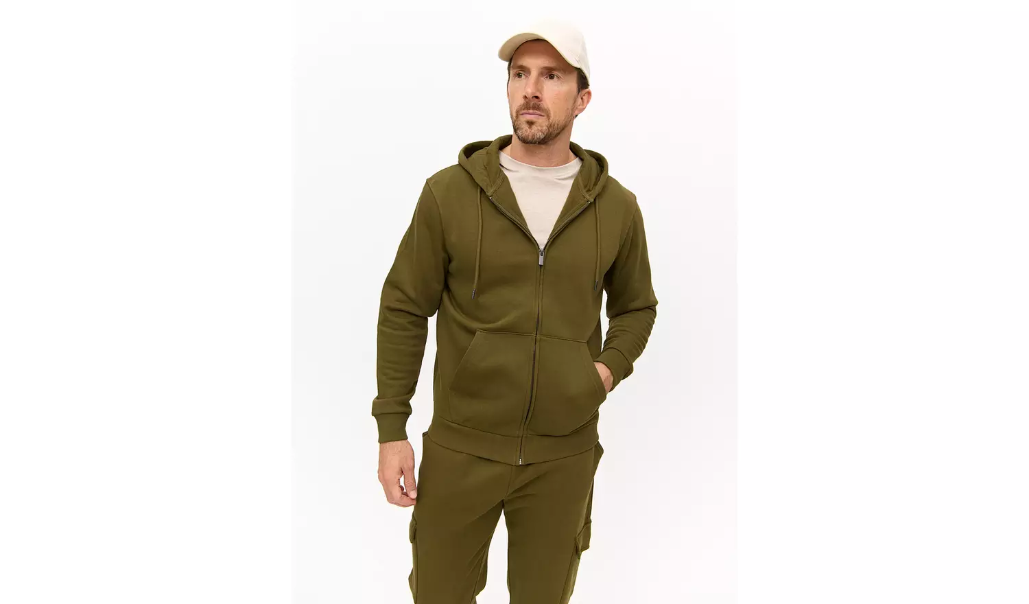 Khaki Classic Zip-Through Hoodie M