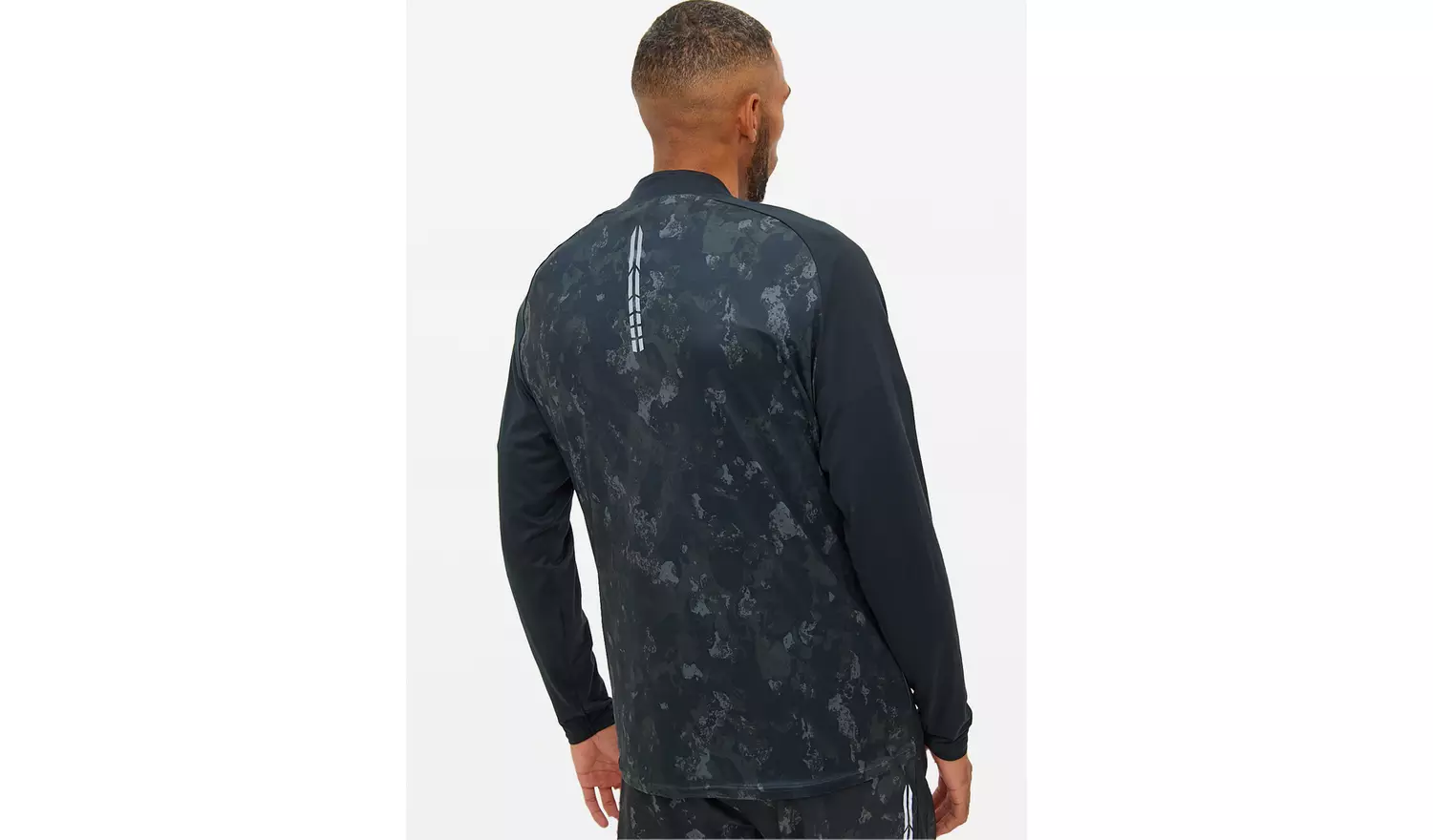 Tu Active Charcoal Camo PrintHalf Zip Long Sleeve Top S