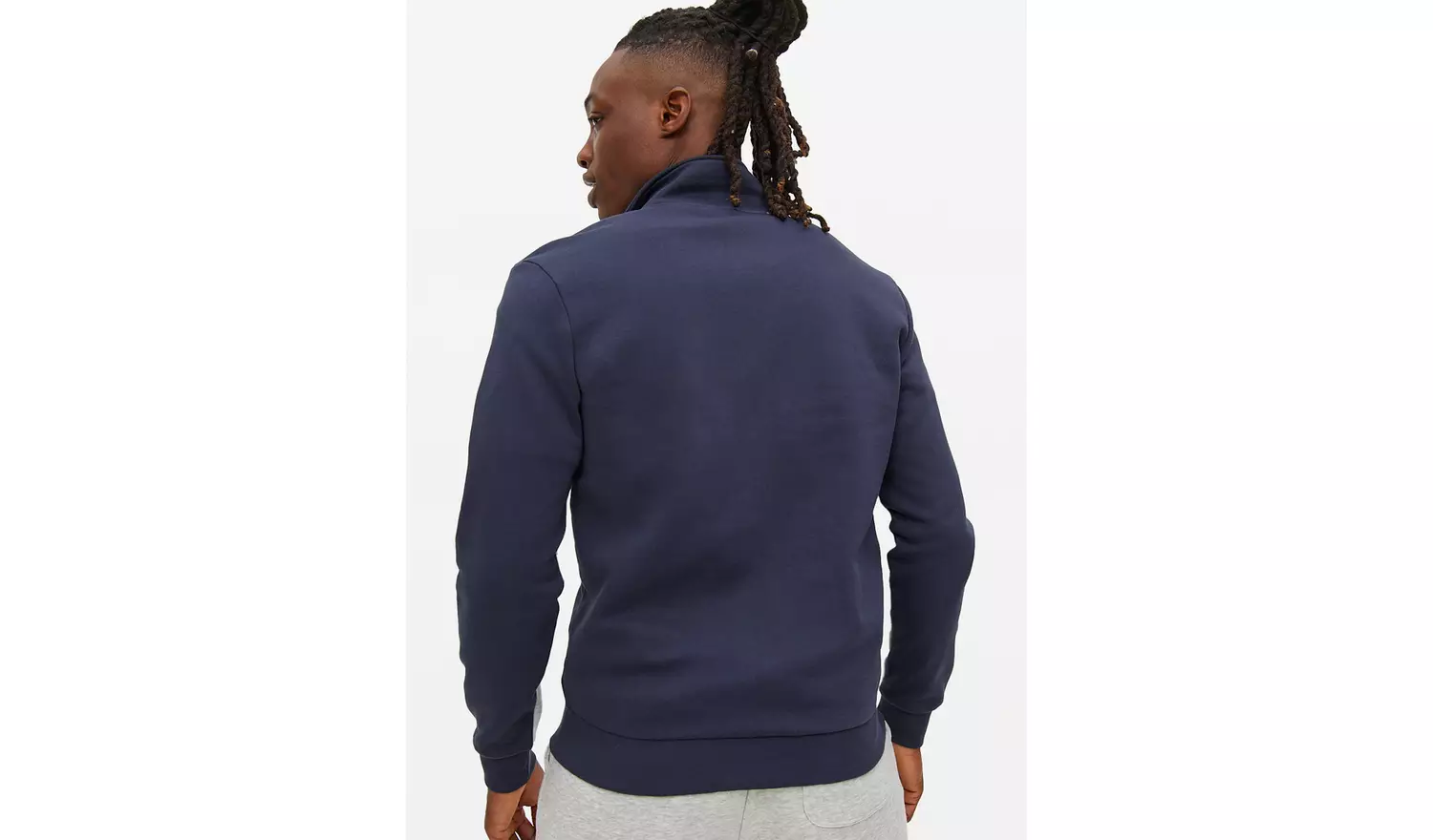 Navy Colour Block Zip Funnel Sweatshirt S