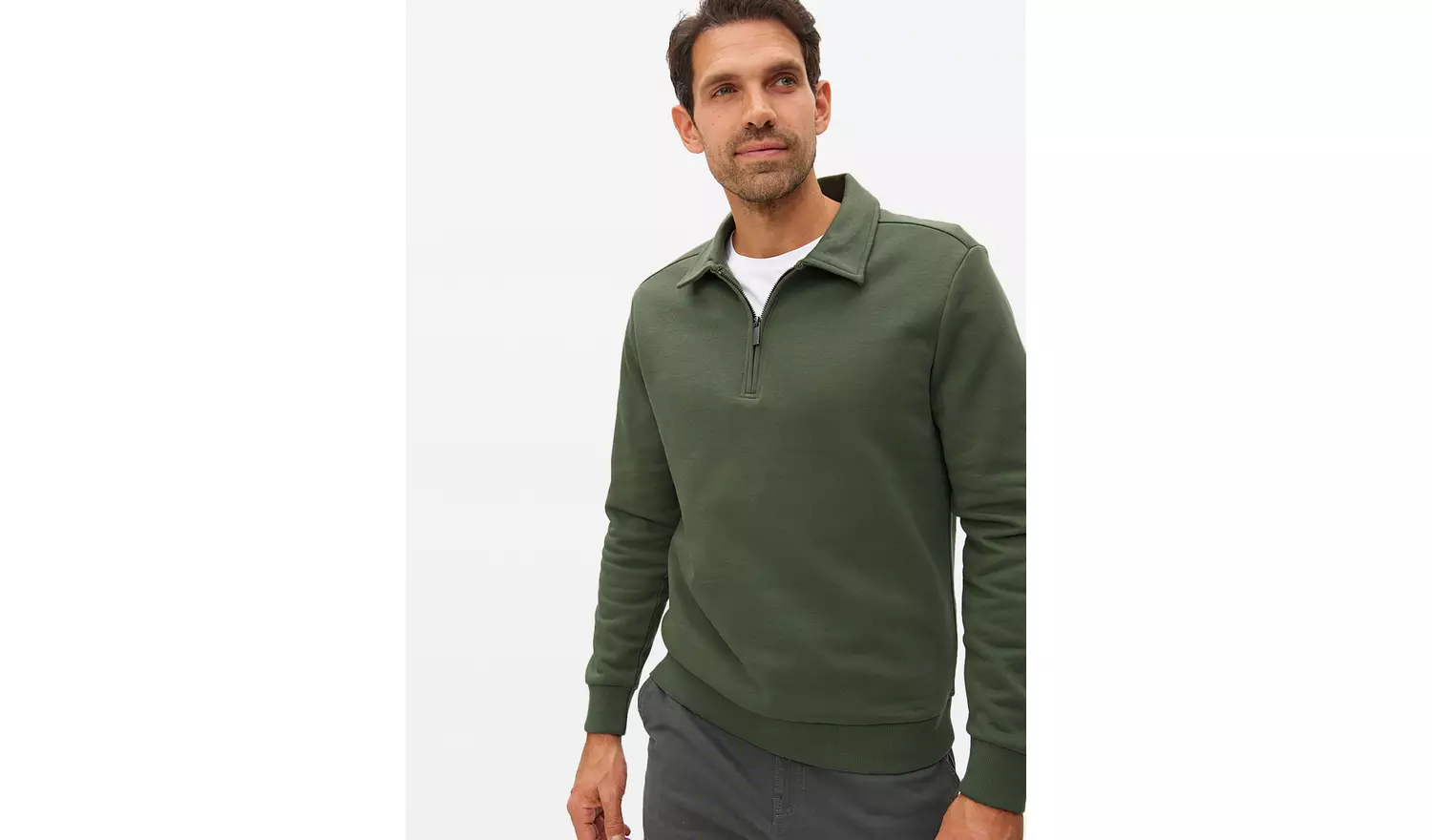 Khaki Quarter Zip Sweatshirt XXXL