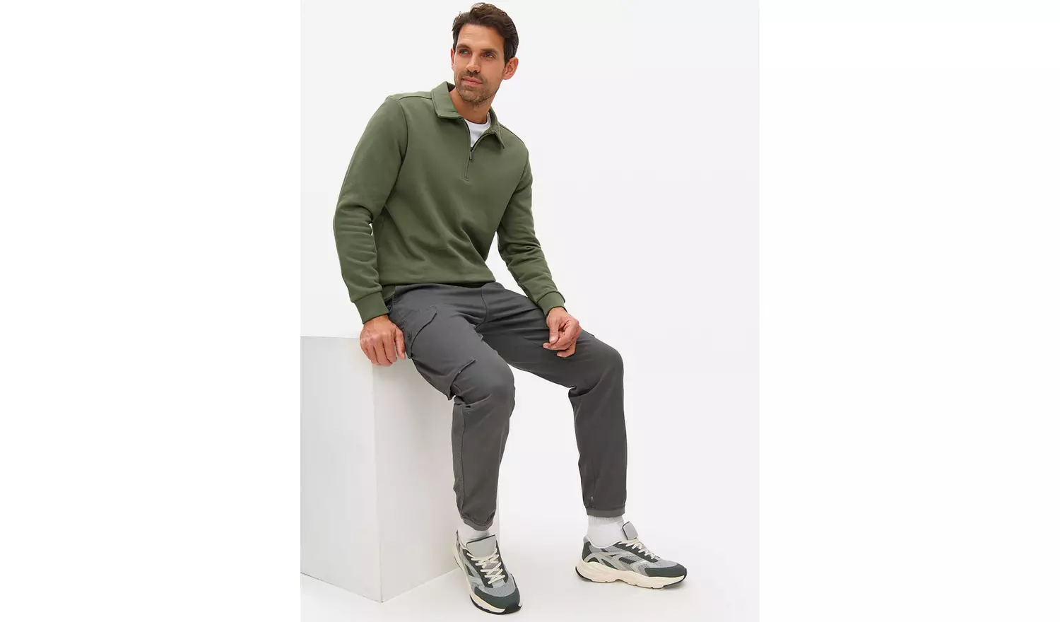 Khaki Quarter Zip Sweatshirt XXXXL