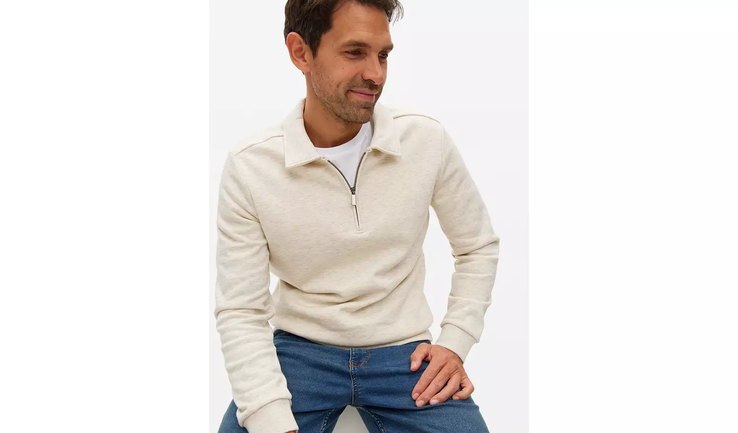 Cream Quarter Zip Sweatshirt XXXXL