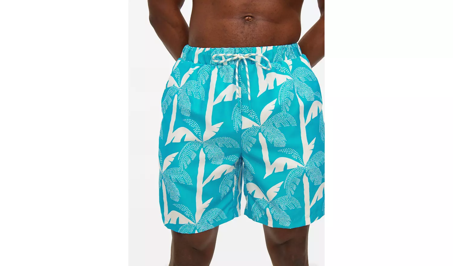 Blue Palm Print Swim Shorts S