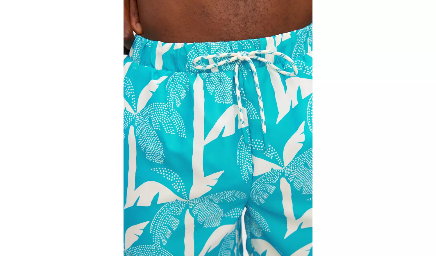 Blue Palm Print Swim Shorts XS