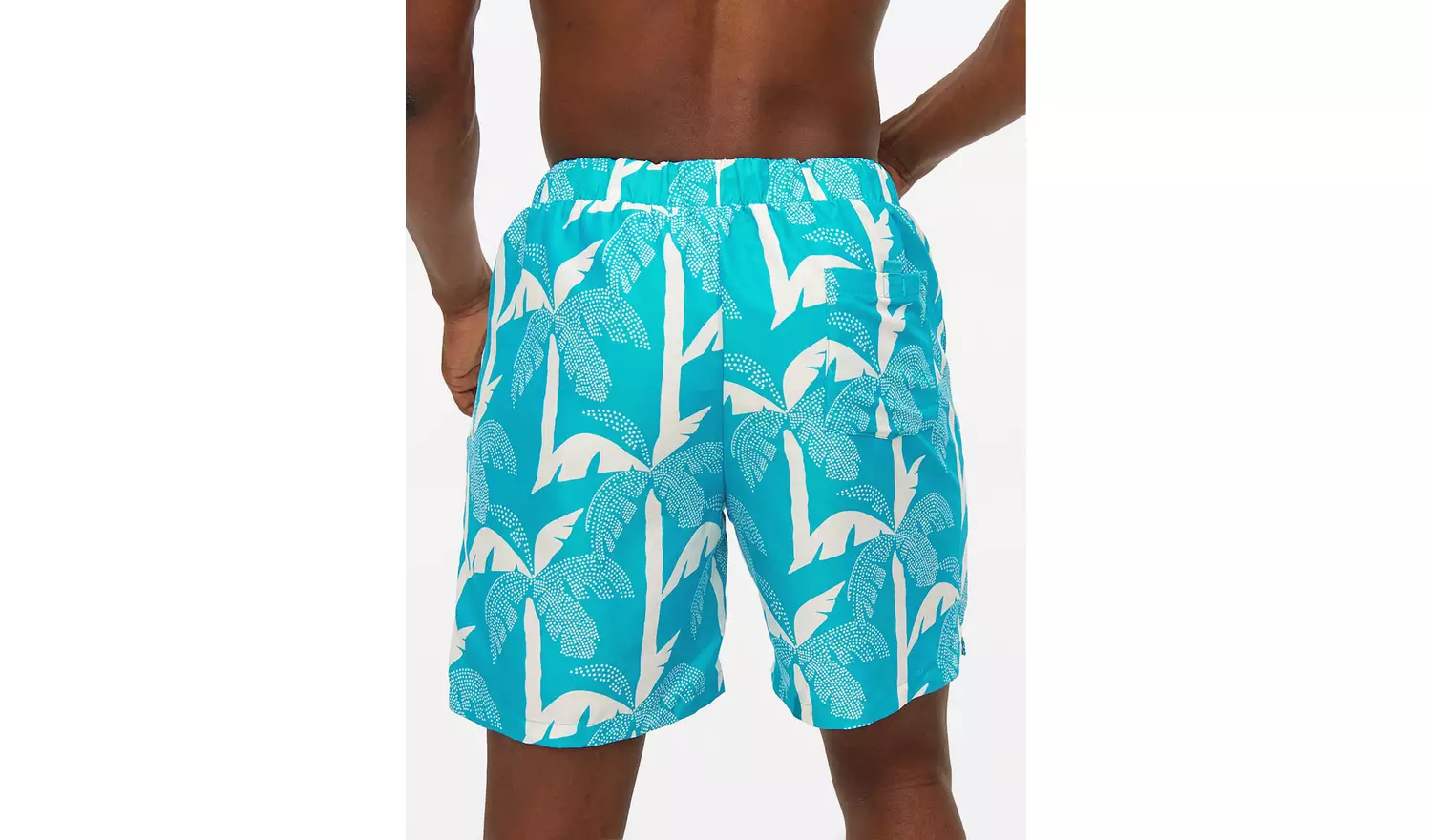 Blue Palm Print Swim Shorts S