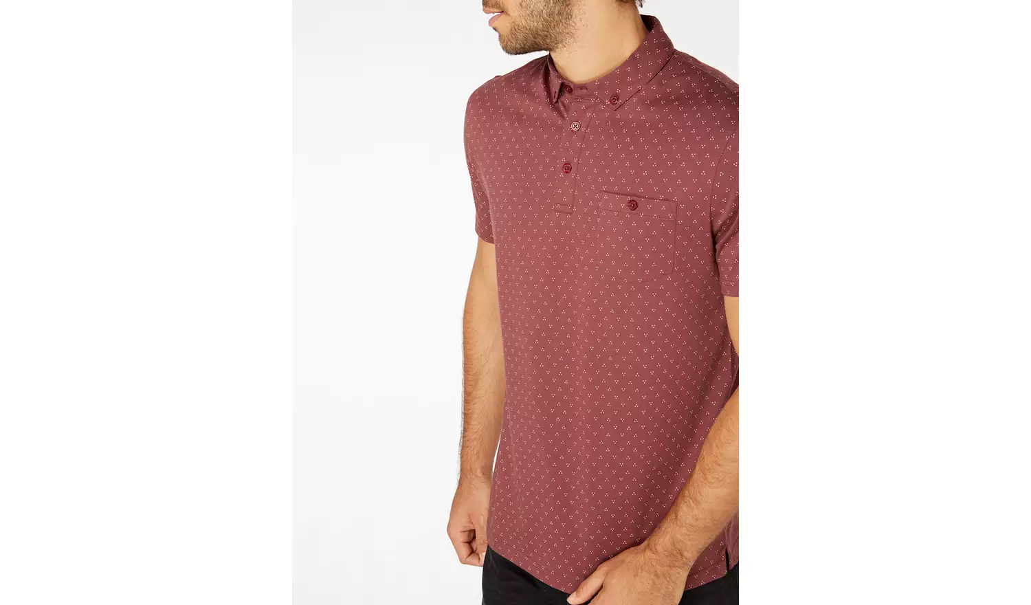 Burgundy Geometric Print Polo Shirt - XXXL