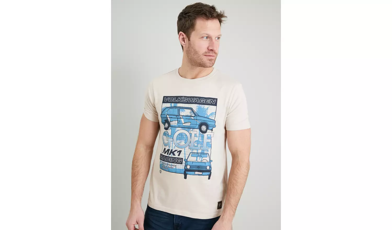 VW Golf Cream MK1 Racing Graphic Regular Fit T-Shirt - S