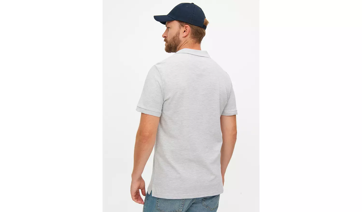 Grey Pique Polo Shirt S