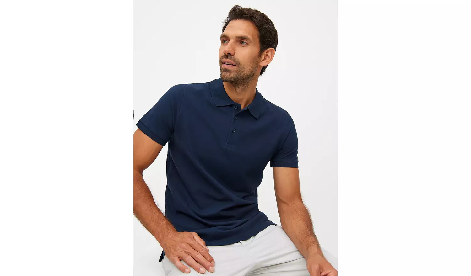 Navy Pique Polo Shirt L