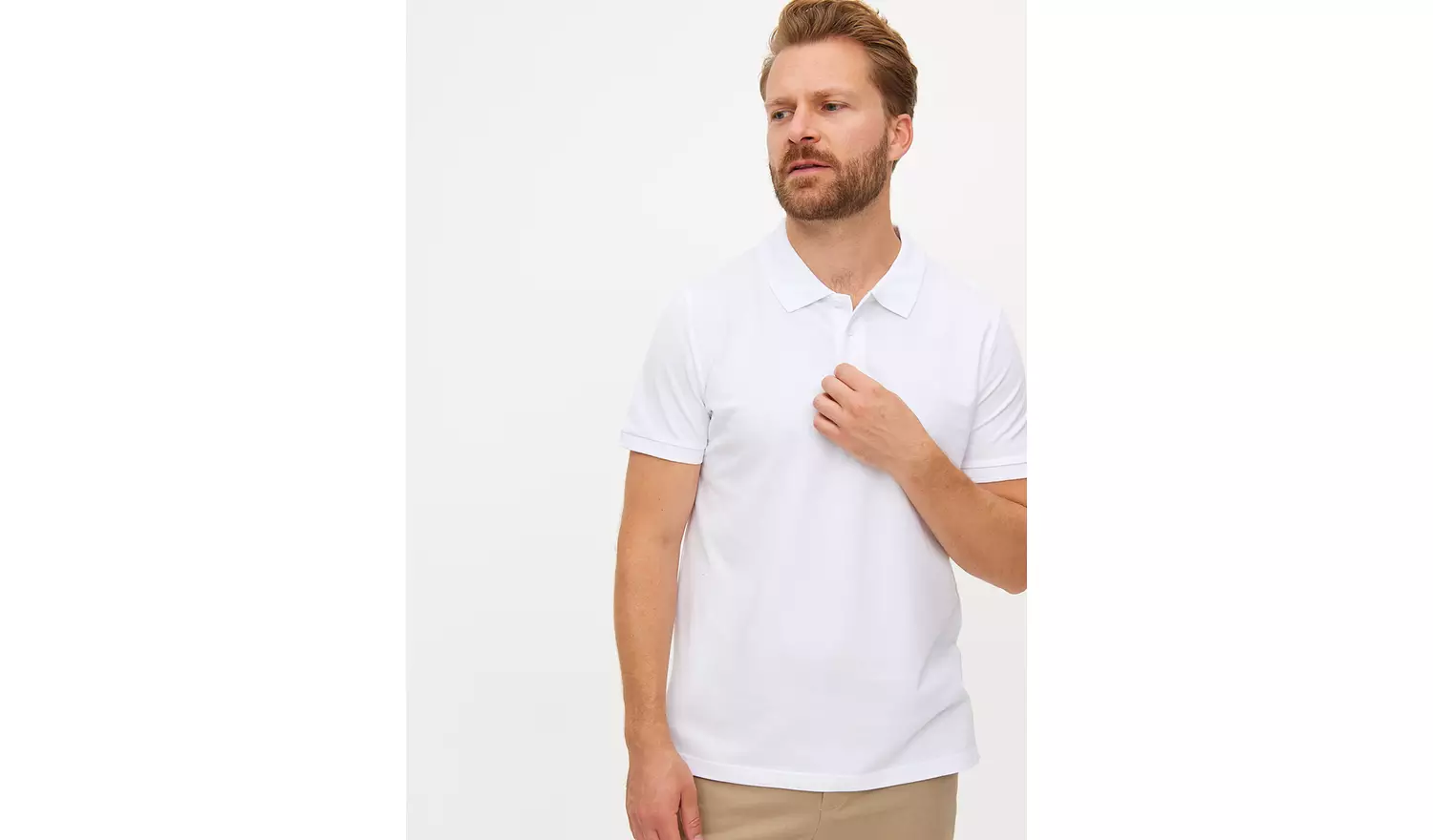 White Pique Polo Shirt M
