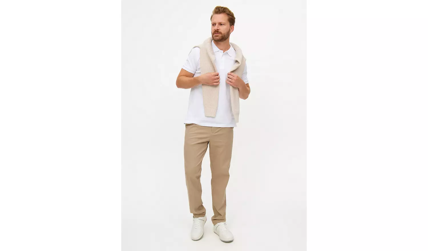 White Pique Polo Shirt M